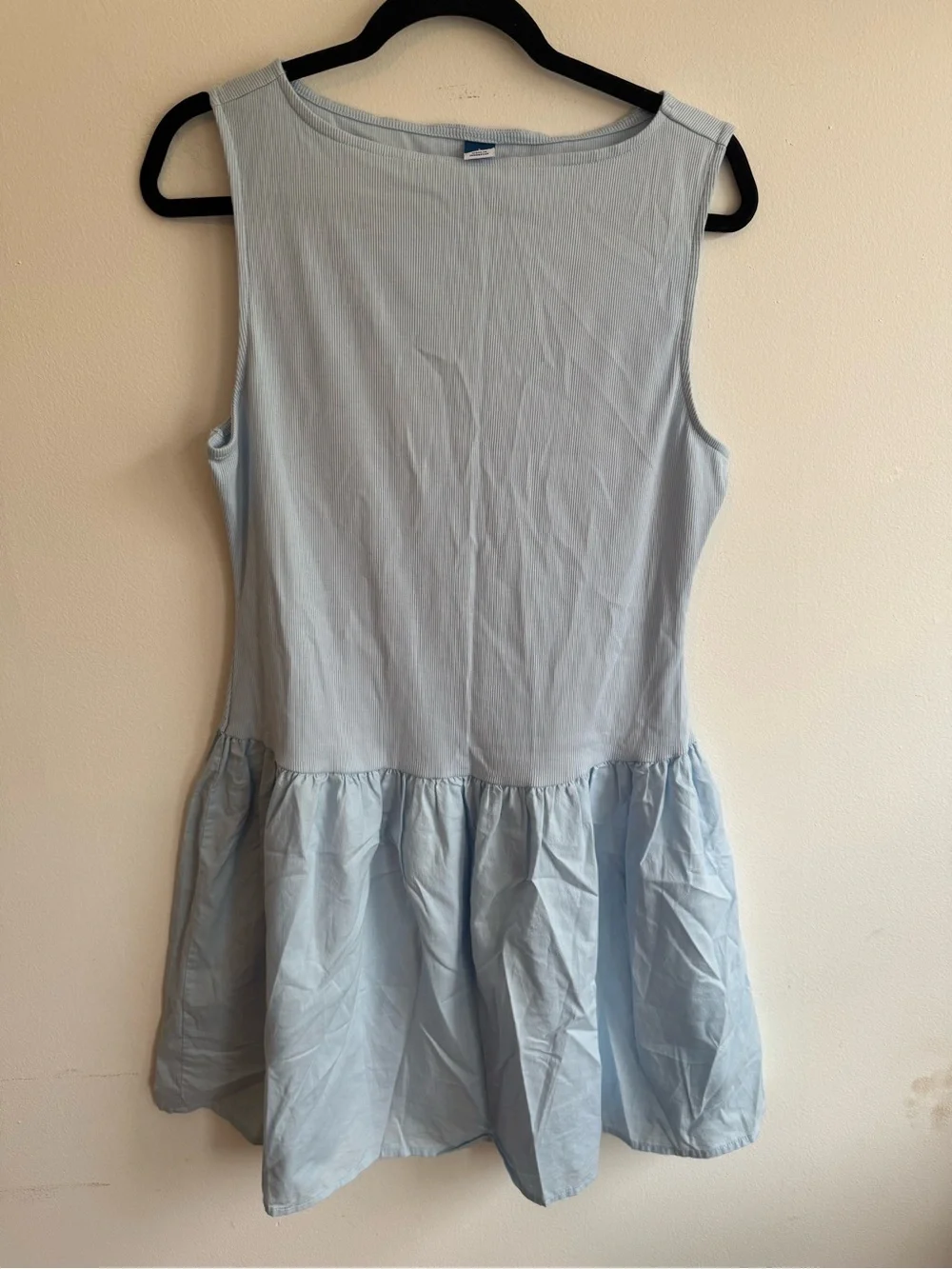 Old Navy NWT Light Blue Ribbed Drop Waist Mini Dress Size L